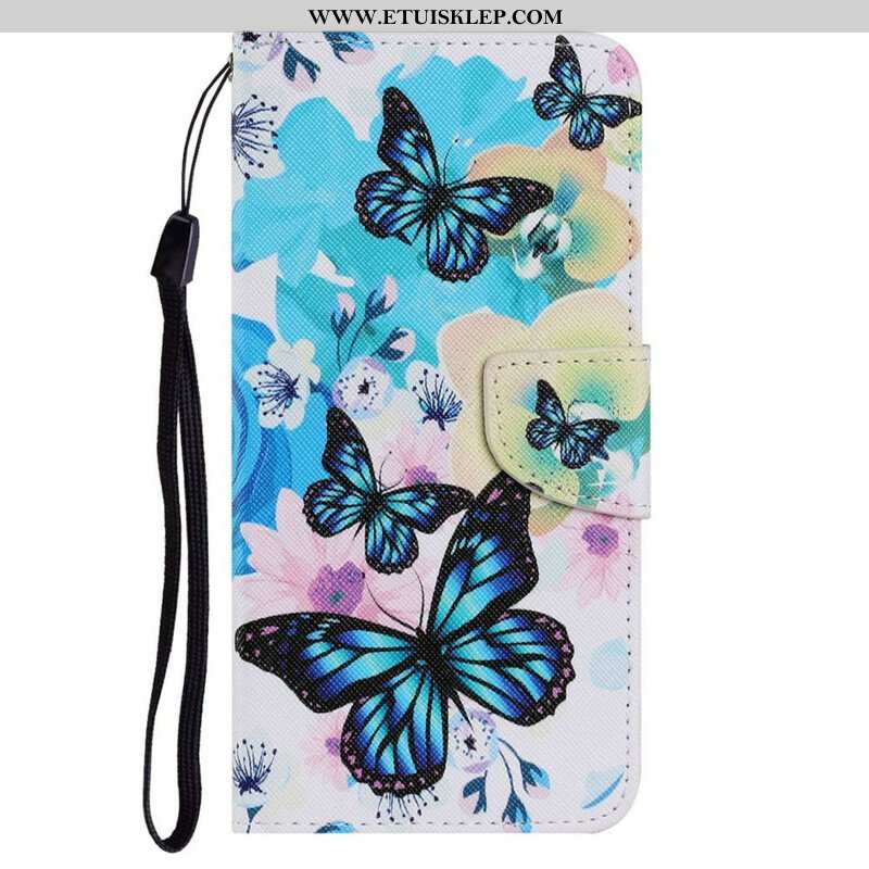 Skórzany Futerał do iPhone 13 Pro Motyle I Letnie Kwiaty